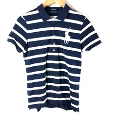 ポロラルフローレン Polo Ralph Lauren ポロシャツ ボーダー 半袖 胸元ワンポイント 綿100％ 紺白 Lサイズ 927932