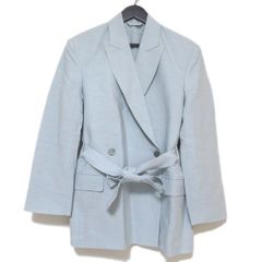 良品 Acne Studios アクネストゥディオズ ダブルブレスト ベルテッド リネン ジャケット コート 30 155/72A ライトグレー レディース 古着 中古 USED