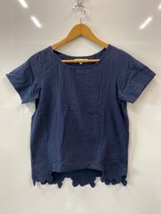 e115⚫︎grove⚫︎グローブ⚫︎花柄⚫︎刺繍⚫︎半袖⚫︎ブラウス⚫︎シャツ⚫︎sizeM⚫︎紺