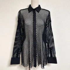 MSGM イタリア製 23SS Cotton Mesh Shirt コットンニット メッシュシャツ オーバーサイズ ブラック FREEのサムネイル