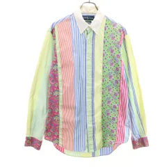 RALPH LAUREN ラルフローレン 90s オールド ストライプ柄 長袖 コットンシャツ M メンズ 古着