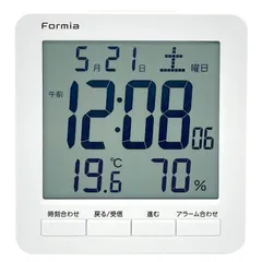 【人気商品】目覚まし 日付 置き 温湿度計 湿度 卓上 温度 子供 見やすい 保土ヶ谷電子販売 大画面 デジタル時計 ホワイト 電波 HT-024RC Formia(フォルミア)