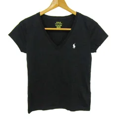 ポロラルフローレン 半袖Ｔシャツ トップス ポニーロゴ Vネック コットンT レディース XSサイズ ブラック POLO RALPH LAUREN 【中古】