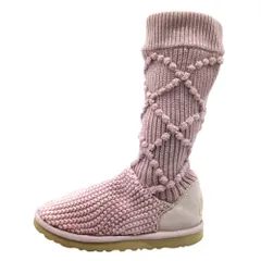 UGG australia アグ オーストラリア ニットブーツ クラシック アーガイル ソックス シープスキン シューズ ロング 5879 ピンク系 レディース 古着 中古 USED