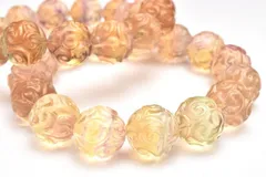 バイカラー イエローフローライト　14mm　マニ車 ブレスレット 1個売り パワーストーン 天然石 _BG5492-1