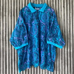 【90's】ペイズリービッグポロ　総柄　USA 古着　半袖ポロシャツ　CENTER FIELD vintage
