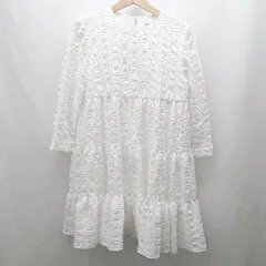 ◇ ⊂ ZARA ザラ ティアード 七分袖 ミニ丈 ワンピース サイズXS ホワイト系 レディース E  【1505290007511】