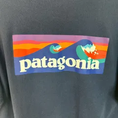 patagonia パタゴニア Tシャツ バックプリント ボックスロゴ ネイビー Lサイズ メンズ 古着 アメカジ