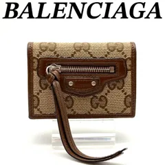 【美品】GUCCI×BALENCIAGA コラボ 三つ折財布 ブラウン GG柄 GUCCI グッチ BALENCIAGA バレンシアガ コラボ 三つ折り財布