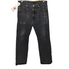 リーバイス Levis 501 ボタン裏4985刻印 ストーンウォッシュボタンフライブラックデニムパンツ メンズ  W34L32