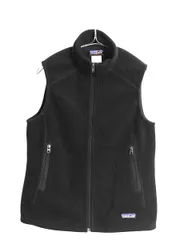 【お得なクーポン配布中!】 パタゴニア シンチラ フリース ベスト レディース M / 古着 08年製 前開き フルジップ アウトドア 重ね着 ハイネック ワンポイント 黒 企業