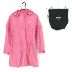 ★特価★キャロウェイ 4WAYレインワンピース レッド×白 袖・フード着脱可 裏メッシュ 収納袋付  レディース S ゴルフウェア Callaway