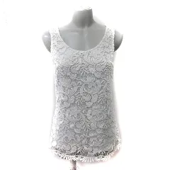 クードシャンス CdeC COUP DE CHANCE カットソー ノースリーブ タンクトップ 総レース 38 M 白 オフホワイト /YI