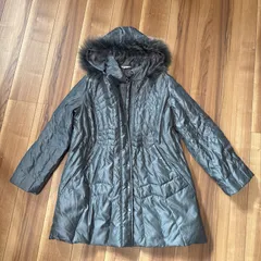 グレー ファー付きフード モッズコート 3L