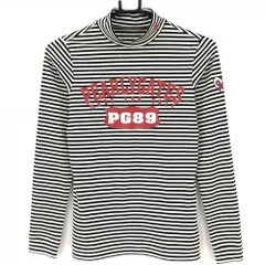 ★特価★【超美品】パーリーゲイツ 長袖ハイネックシャツ 白×黒 ボーダー 織生地  レディース 1(M) ゴルフウェア PEARLY GATES