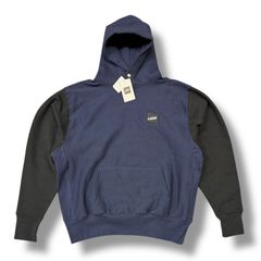 参考上代34100円 未使用品 LQQK STUDIO SIGNATURE SNAP FLEECE HOODIE シグネチャースナップフリースフーディー スウェットパーカー ルックスタジオ LQA23CB13 ネイビー/ブラック XL 96095A7のサムネイル