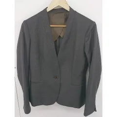 ◇ THE SUIT COMPANY シングル1B 長袖 ノーカラー ジャケット サイズ42 ダークグレー系 レディース  【中古】 【1203250004784】