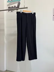 GIRGIO ARMANI フランネル スラックス パンツ ブラック 48 GIORGIO ARMANI(ジョルジオアルマーニ) スラックス(メンズ