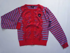 ★5 新品 未使用 シスタージェニィ シスタージェニー sister jenni 150cm アウトレット 子供服 女の子 長袖 カーディガン ボーダー 赤 青 レース 秋 冬 トップス ガールズ 女児 キッズ ジュニア 【中古】 ユーズド