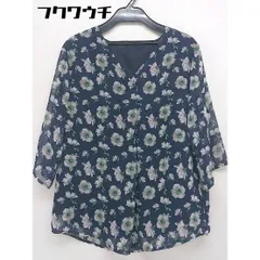 ◇ N. NATURAL BEAUTY BASIC 総柄 七分袖 ブラウス カットソー サイズM ネイビー レディース  【中古】 【1107150001495】