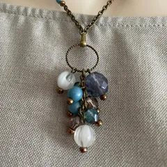 ブルービーズのネックレス　N-32