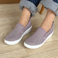 KITSON キットソン 厚底ウェーブソール 軽量  ラメ入りニット スリッポン （LAVENDER）のサムネイル