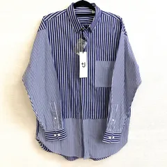 ✨新品未使用✨UNIQLO ユニクロ　スーピマコットンオーバーサイズシャツ　長袖　サイズＭ　ブルー　ストライプ　+J