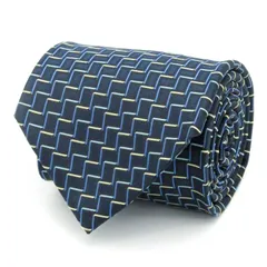 レノマ ブランドネクタイ ストライプ柄 幾何学模様 シルク 日本製 メンズ ネイビー renoma 【中古】