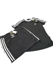 アディダス◆レディース ゴルフウェア 3ストライプス Tシャツ スカート 上下セット ブラック M