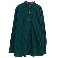 CHAPS 長袖 チェックシャツ 2XL グリーン ブラック チャップス ボタンダウン ビッグサイズ 胸ポケット 古着卸 アメリカ仕入 a701-5338