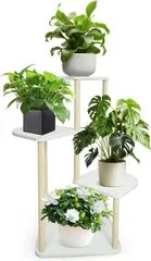 【在庫処分】GIBLEA フラワースタンド 室内 4段 花台 観葉植物 台 木製 盆栽棚 プランタースタンド おしゃれ 階段状 簡単な組み立て
