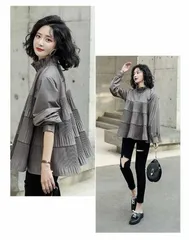 ティアード チュニック 即購入OK 長袖 ブラウス レディース トップス ティアード ロング丈 ハイネック プリーツ ギャザー ボリューム袖 羽織り シャツ トップス フレア 着痩せ 細見え 無地 yunban543