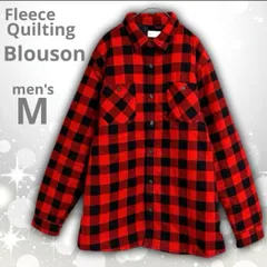 【即決ご希望額はコメントへ】 美品　B collection　フリース　キルティング　ブルゾン　チェック　レッド　Ｍ　バッファロー　ブロック　シャツジャケット　CPOジャケット　長袖　ジャケット　ユニセックス　カジュアル　アメカジ　ストリート　秋冬　防寒