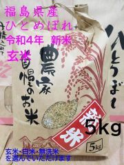 令和4年新米　福島県産　ひとめぼれ　玄米5kg　玄米・白米・無洗米を選べます