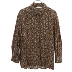 ZARA ザラ 総柄 7分袖 シャツ M ブラック レディース 古着