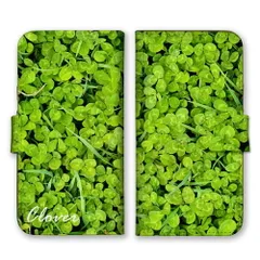 らくらくスマホ F-52B  ケース 手帳型  スマホケース 携帯ケース クローバー グリーン 緑 草原 自然 ナチュラル 写真 幸運 癒し おしゃれ 大人 可愛い カラー05