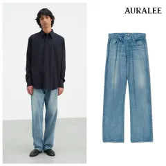 試着のみ AURALEE オーラリー ハンド ツイスト ブラウンデニム 25 kindal_8082000146676