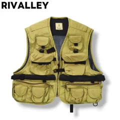 【高機能】 リバレイ RIVALLEY  フィッシング ベスト マルチポケット ジップアップ 裏地 メッシュ L ライトカーキ アースカラー アウトドア ウェア レジャー アクティビティ 釣り メンズ