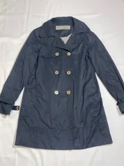 【206314】ZARA BASIC ザラベーシック  コート　金ボタン　トレンチコート　ミドル丈　＊ベルト無し  ・ ネイビー