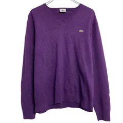 LACOSTE コットンニット セーター レディース L~ パープル ラコステ Vネック 古着卸 アメリカ仕入 a702-5973のサムネイル