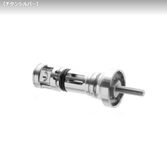 ドレス　リールスタンド オリジン SHIMANO シマノ スピニングリール用 四角ハンドルシャフト 42mm ボディーキーパー カラー：チタンシルバー