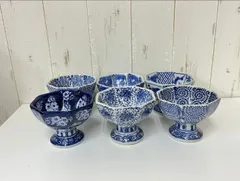 杯洗□染付十草紋盃洗 酒器 杯洗い 鉢 唐草 古美術 時代物 骨董品□