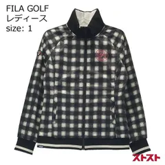 FILA GOLF フィラゴルフ 裏起毛 ジップジャケット チェック柄 ブラック系 L ［240001896818］