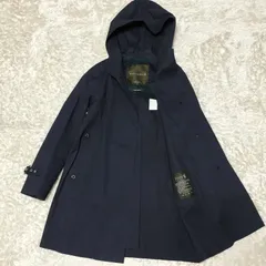 MACKINTOSH　ロングコート　ゴム引きコート　34サイズ XSサイズ相当　ネイビー　チェック　ウール　英国製　Made in Scotland