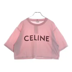 【CELINE】大人気！雑誌掲載 lady's クロップド丈 半袖 Tシャツ CELINE セリーヌ ロゴ クロップド Tシャツ ピンク サイズ：XS