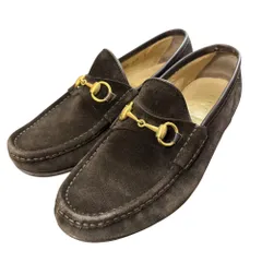未使用　美品　GUCCI グッチ　ブラウン スエード ビットローファー GUCCI グッチ スエード ホースビット ローファー シューズ