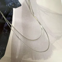 ネックレス シンプル 2連スネークチェーン アレルギー対応 シルバー 入社 入学