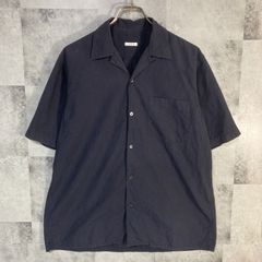 日本製 COMOLI コモリ 半袖 オープンカラー ボックス カット シャツ ネイビー 1