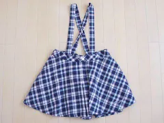 メゾピアノ ジュニア メゾピアノジュニア mezzo piano junior アウトレット 子供服 女の子 L 160cm 2way キュロット スカート サスペンダー チェック 紺 ピンク 秋 冬 ★3 ボトムス 冬服 ガールズ キッズ 【中古】