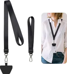 SHANSHUI スマホストラップ ネックストラップ 携帯ストラップ 首掛けストラップ ハンドバンドとネックストラップの2本入り 着脱簡単 全機種対応 紛失/落下防止 iphone など適応(ブラック,  首掛けストラップ+腕かけストラップ)